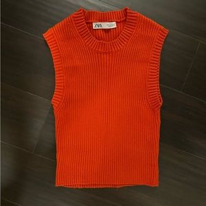 Zara bright orange knit top